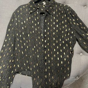 Navy blue and gold feather dressy shirt